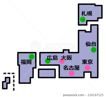 日本全國地圖從北海道到九州 116197125