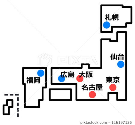 日本全國地圖從北海道到九州 日本全國地圖從北海道到九州 116197126