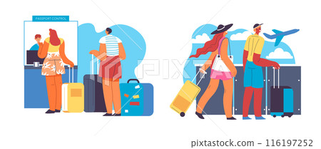 Tourists At Passport Control Airport 116197252