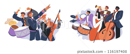 Rock Band Playing Instruments vector Rock Band Playing Instruments vector 116197408