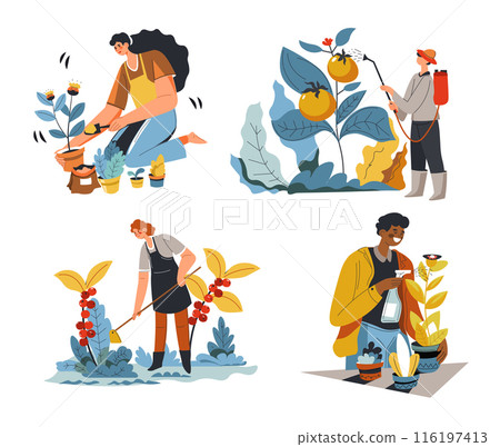 People Enjoying Gardening vector illustration 116197413
