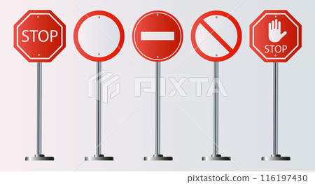 set of prohibiting sign. signs of stop on white background set of prohibiting sign. signs of stop on white background 116197430