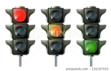 Traffic light the three colors light up red, yellow and green at the same time. Traffic light the three colors light up red, yellow and green at the same time. 116197433