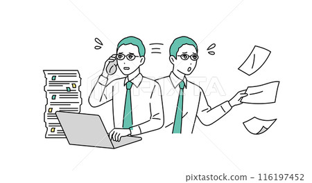 忙碌的商務人士忙於任務的插圖 116197452