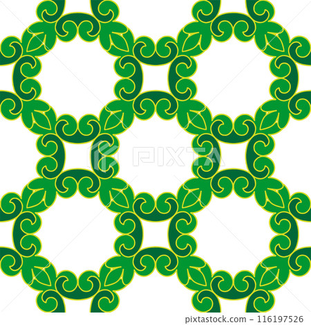 Real Tatar seamless pattern. Islamic floral geometry. Culture of the Tatar people, symbols of green and red. Real Tatar seamless pattern. Islamic floral geometry. Culture of the Tatar people, symbols of green and red. 116197526