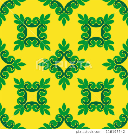 Real Tatar seamless pattern. Islamic floral geometry. Culture of the Tatar people, symbols of green and red. Real Tatar seamless pattern. Islamic floral geometry. Culture of the Tatar people, symbols of green and red. 116197542