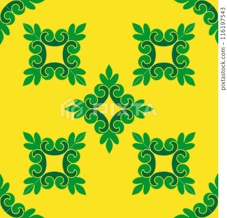 Real Tatar seamless pattern. Islamic floral geometry. Culture of the Tatar people, symbols of green and red. Real Tatar seamless pattern. Islamic floral geometry. Culture of the Tatar people, symbols of green and red. 116197543