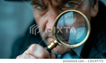 用放大鏡檢查的人 116197772