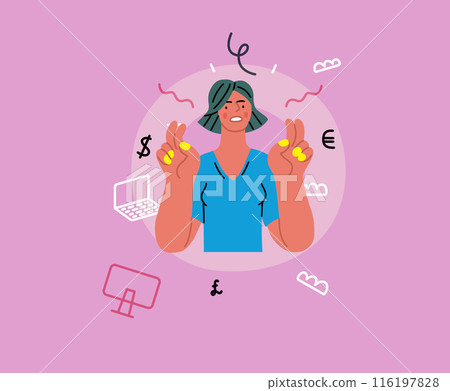 Creative Workspace: Video Conference, modern flat vector concept illustration of person engaging in virtual business meeting Connectivity, collaboration, digital interaction, remote work, productivity 116197828