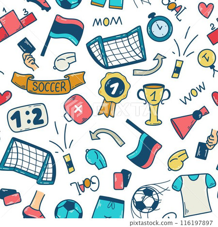 Hand drawn football seamless pattern Hand drawn football seamless pattern 116197897