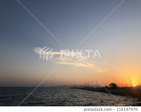 sunset over Athens marina sunset over Athens marina 116197970