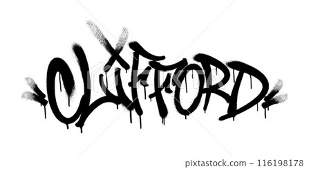 Sprayed Clifford name with overspray in black over white. Vector illustration. Sprayed Clifford name with overspray in black over white. Vector illustration. 116198178