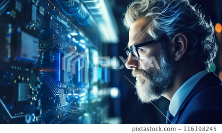 professional engineer provide maintenance in data center, technology and big data concept 116198245