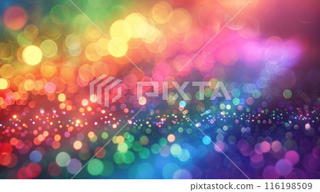 A rainbow of fluorescent colors painting the sky as particles collide and interact in a dazzling display 116198509