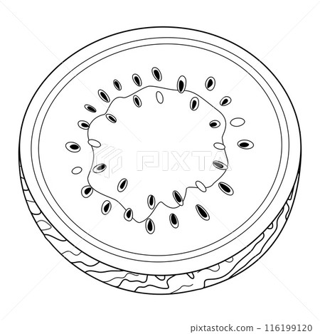 Ripe cut watermelon drawn doodle style half watermelon coloring page 116199120