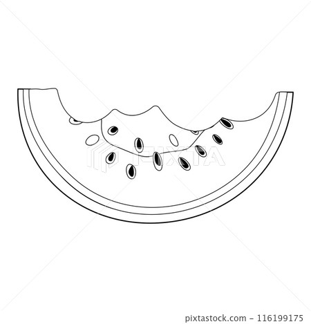 Bitten watermelon slice. Watermelon rind coloring page 116199175