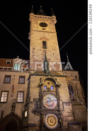 Detail of the Prague Astronomical Clock, attached to the Old Town Hall in Prague, capital of the Czech Republic 116199249
