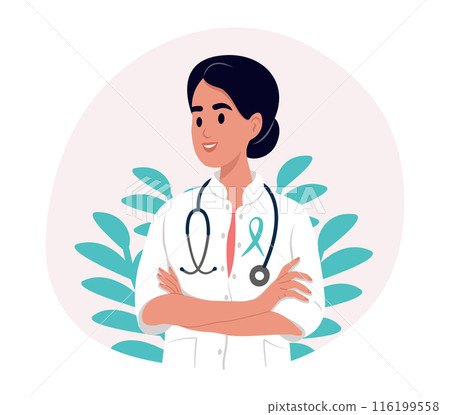 National Fragile X Awareness Day vector. A doctor in a white uniform with an awareness ribbon. National Fragile X Awareness Day vector. A doctor in a white uniform with an awareness ribbon. 116199558