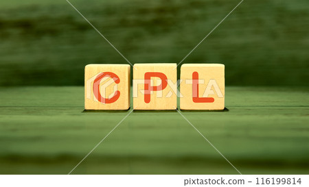 CPL Cost Per Lead word written assembled from wooden cubes 116199814