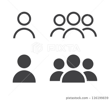 Group of people or group of users. Group icon, people icon set in trendy flat style. Persons symbol infographics website design, logo, app 116199839