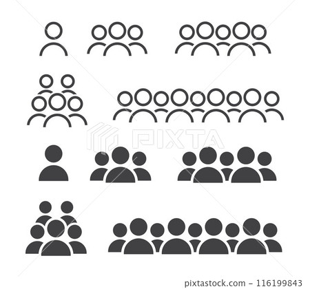Group of people or group of users. Group icon, people icon set in trendy flat style. Persons symbol infographics website design, logo, app 116199843