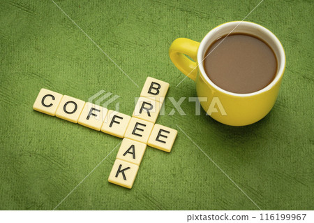 coffee break crossword with a cup of coffee 116199967