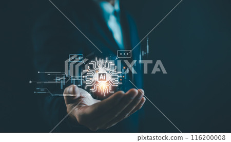 Stock market trading with AI Artificial Intelligence technology concept, Digital technology strategy 116200008