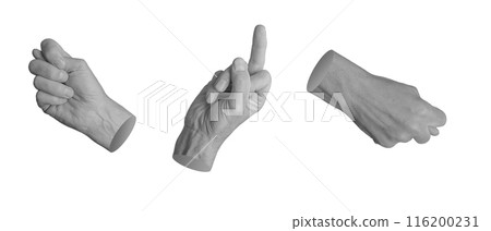 Rude gestures, fig symbol and fuck-off, hand sign isolated on white background 116200231