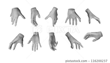 Grabbing, gripping, taking and holding gestures set, hand sign isolated on white background 116200237