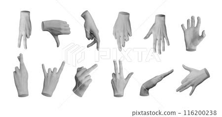 Finger gestures and symbols set. Thumb down, walking, touching, attacking, grabbing, crossing for Finger gestures and symbols set. Thumb down, walking, touching, attacking, grabbing, crossing for 116200238