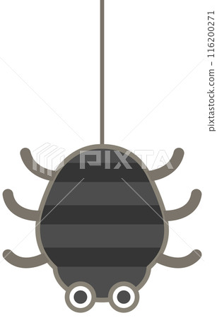 Kids hand drawn cute and colorful happy halloween element hanging spider 116200271