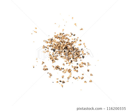Chopped Truffle Chopped Parts Isolated, Tuber Melanosporum Mushroom Pieces, Black Truffle Cuts 116200335