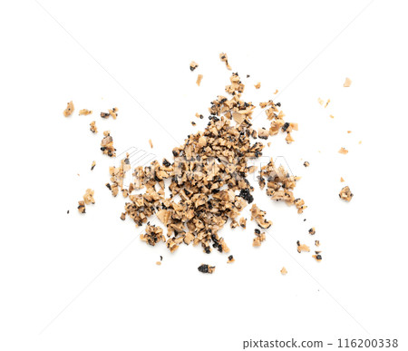 Chopped Truffle Chopped Parts Isolated, Tuber Melanosporum Mushroom Pieces, Black Truffle Cuts 116200338