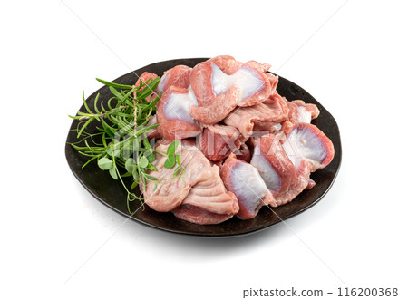 Poultry Offal Isolated, Raw Chicken Stomach, Poultry Giblets, Fresh Turkey Stomach, Chicken Gizzard 116200368
