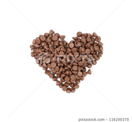 Chocolate Chips Isolated, Scattered Chocolate Sprinkles, Decorative Cocoa Drops, Cookie Decoration Ingredient 116200378