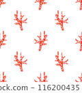 Watercolor seamless pattern with coral illustration on isolated background 116200435