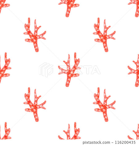 Watercolor seamless pattern with coral illustration on isolated background 116200435