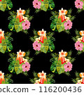 Watercolor seamless pattern with tropical beach illustration 116200436