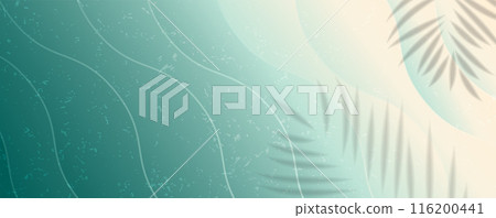 Beautiful beach with palm trees on white sand and blue ocean. Vector art. 116200441