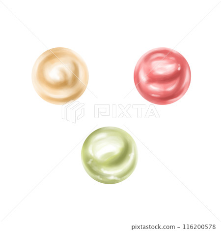 Colorful shiny edible beads. Decor for decorating cakes, cupcakes, pies, confectionery, cocktails and drinks. For bakeries and home production. Digital isolated illustration 116200578