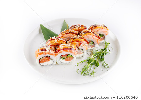 Sushi roll fried Philadelphia with salmon Sushi roll fried Philadelphia with salmon 116200640