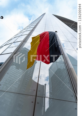 The official flag of the Federal Republic of Germany on the street. 116200944