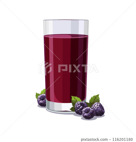 Full glass of pink freshly squeezed blackberry juice. Isolated vector summer drink for flat design Full glass of pink freshly squeezed blackberry juice. Isolated vector summer drink for flat design 116201180