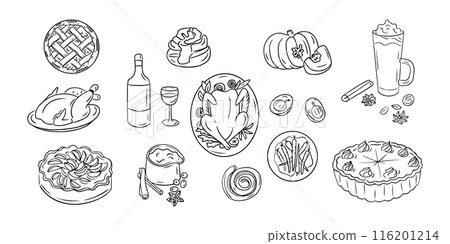 Thanksgiving dinner doodle set Thanksgiving dinner doodle set 116201214