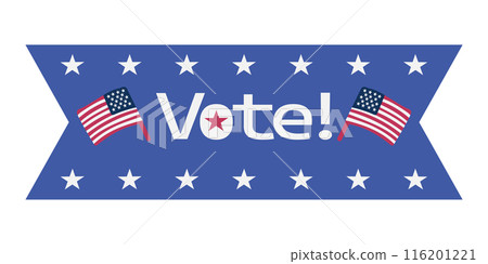 Vote sticker with USA flags in blue ribbon shape Vote sticker with USA flags in blue ribbon shape 116201221