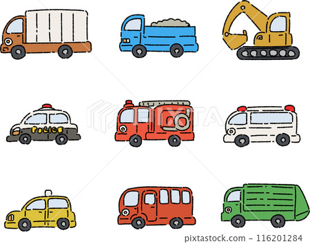 Simple icon set of various vehicles 116201284