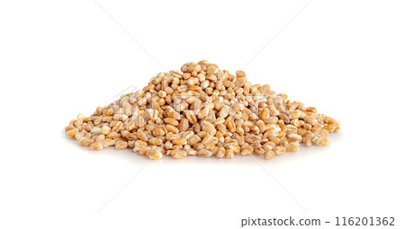 Wheat Grains, Barley Pile, Dry Cereal Seeds, Wheat Grains Heap on White 116201362