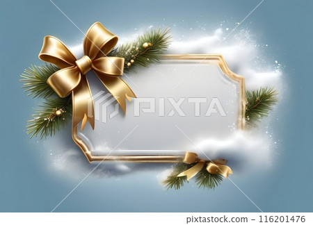 New Year greeting card, snow, New Year balls and place for text 116201476