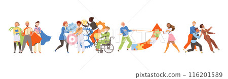 Teamwork with Business People Employee Engaged in Successful Collaboration Vector Set Teamwork with Business People Employee Engaged in Successful Collaboration Vector Set 116201589