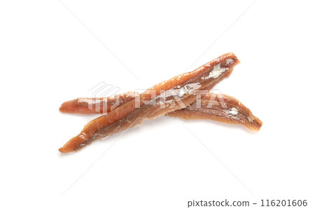 Canned anchovy fillet, marinated fish, traditional salted anchovy in oil on white Canned anchovy fillet, marinated fish, traditional salted anchovy in oil on white 116201606
